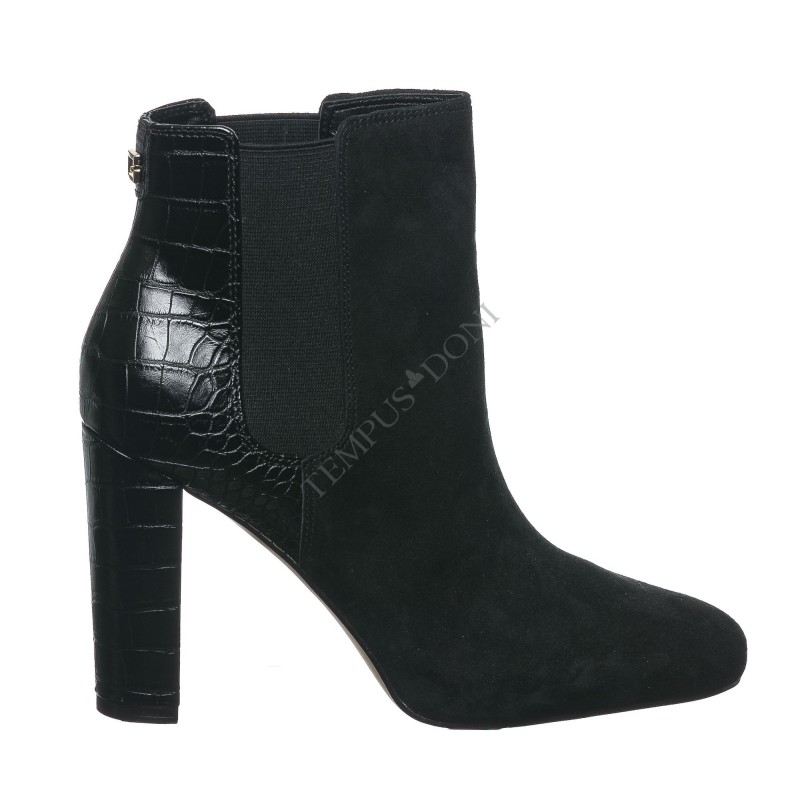 Stivaletto con tacco in camoscio e stampa cocco